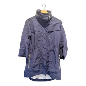 Anthropologie The Fillmore Navy Nylon Utility Jacket with Gold Zippers – Size S